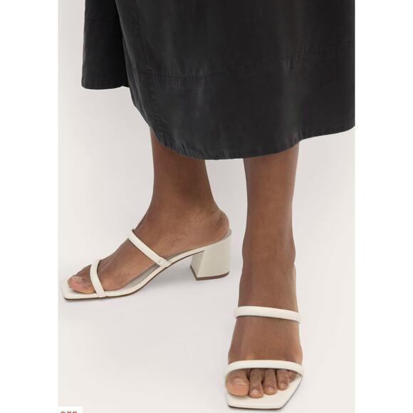 Everlane The Double Strap Heel Women 8 White Leather Block Heel Minimalist - Picture 2 of 9